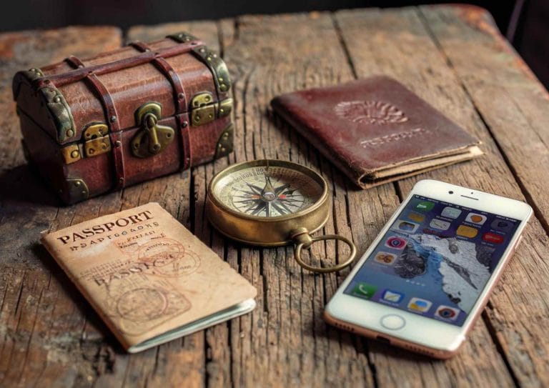 Objets symbolisant l'évolution du voyage