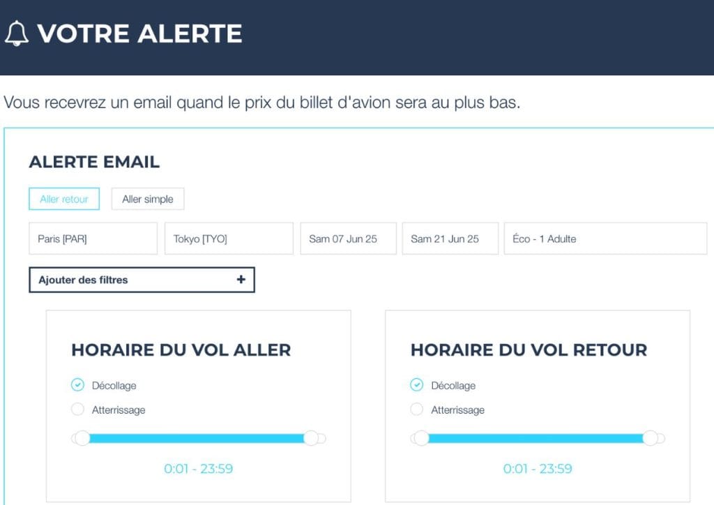 alerte de prix d'algofly